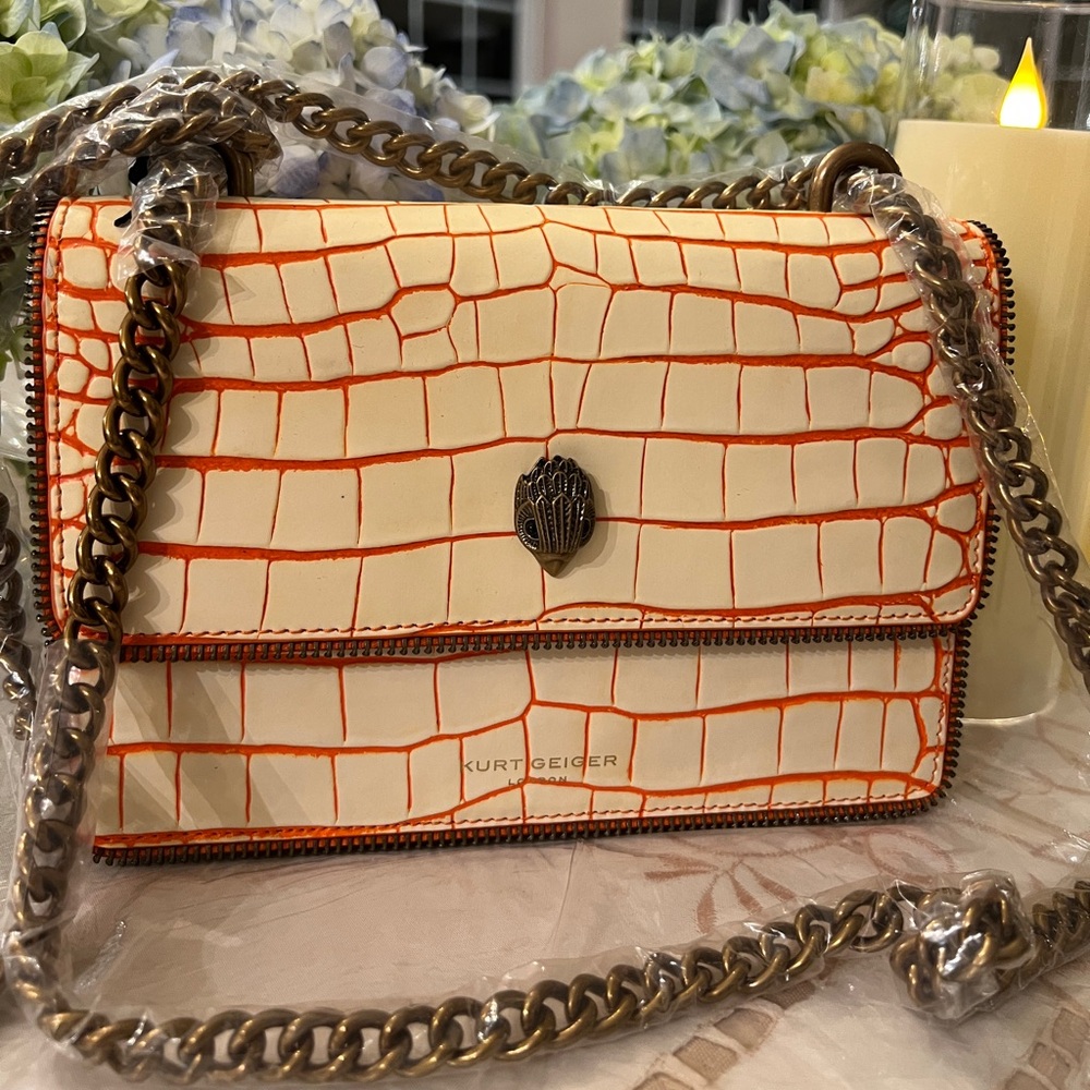Kurt Geiger Cream and Orange Crossbody Bag